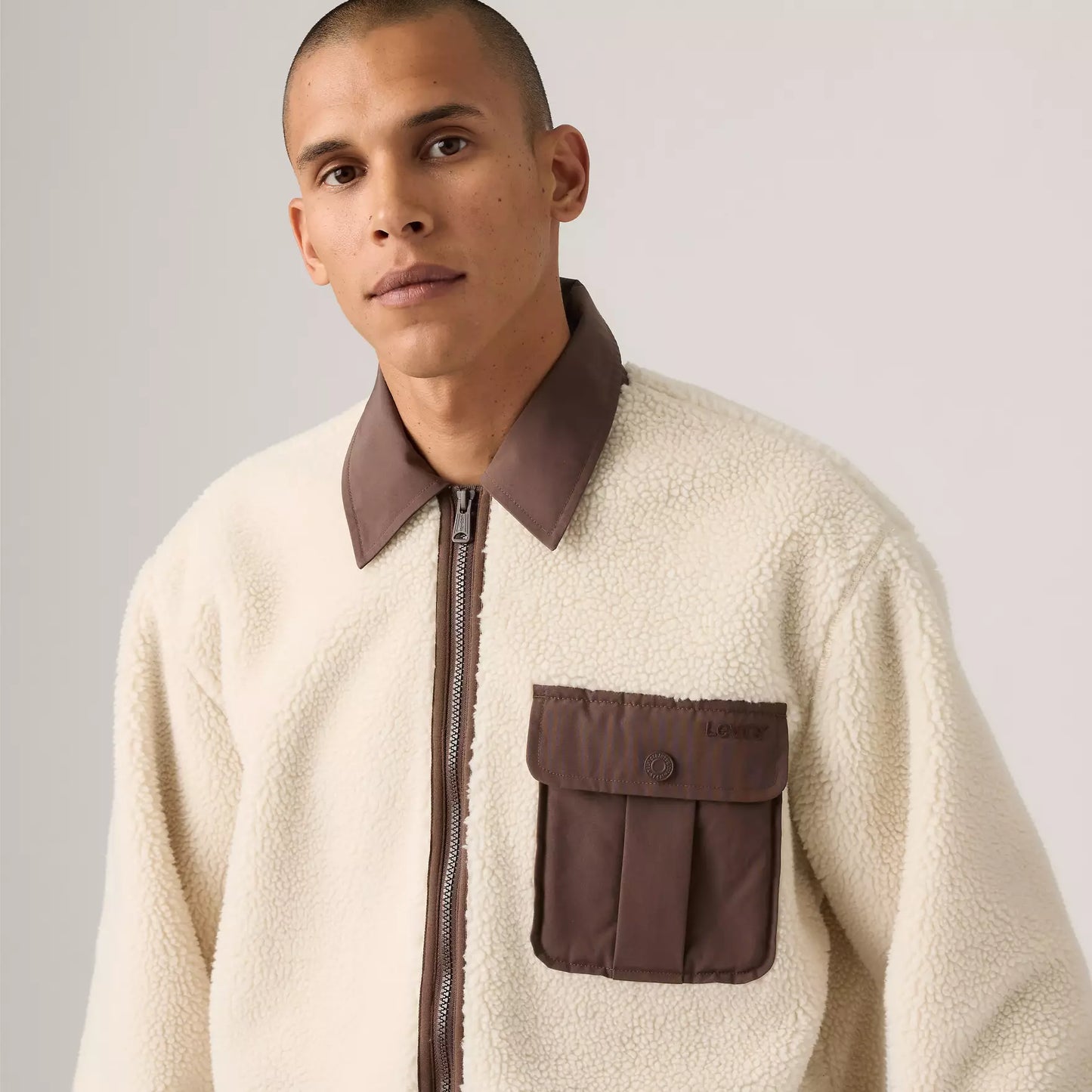 Giacca Joonie sherpa panna/marrone