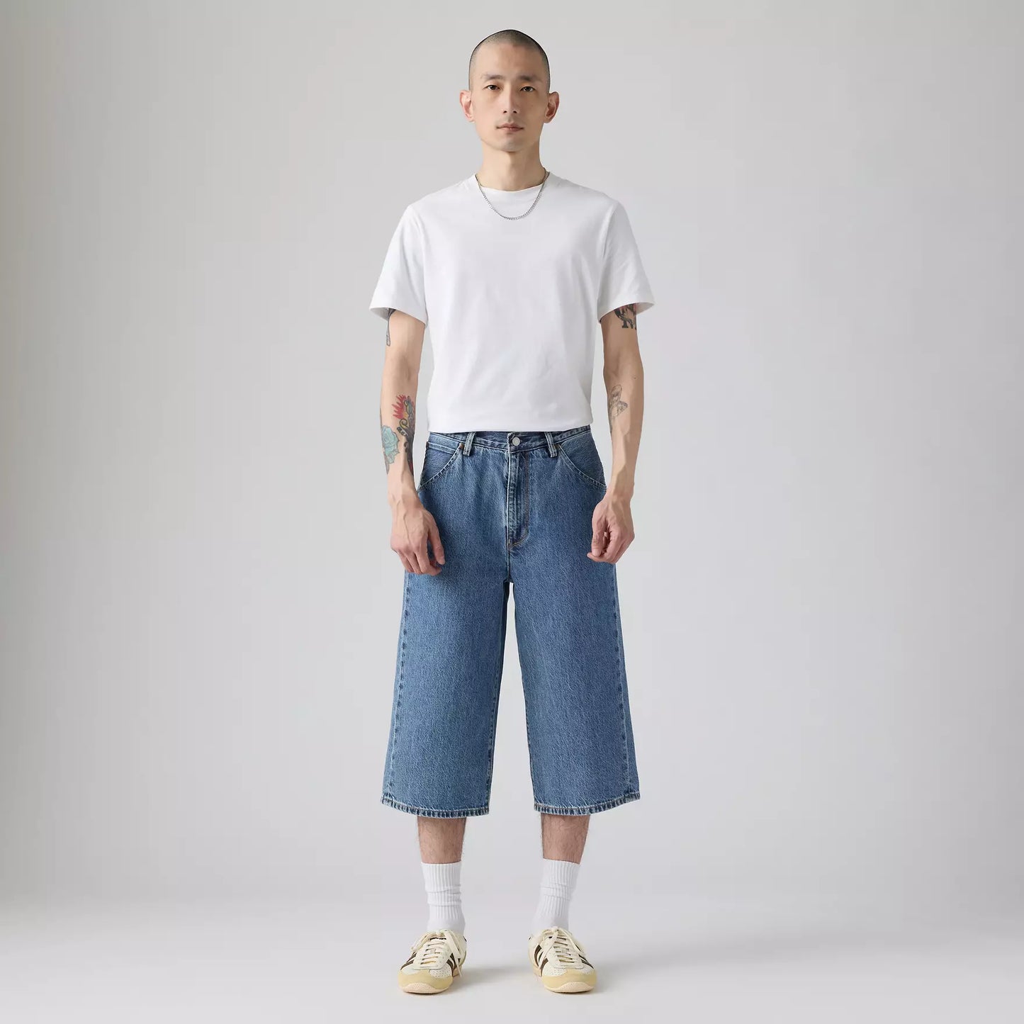 Pantaloncini Twisted baggy capri in denim blu