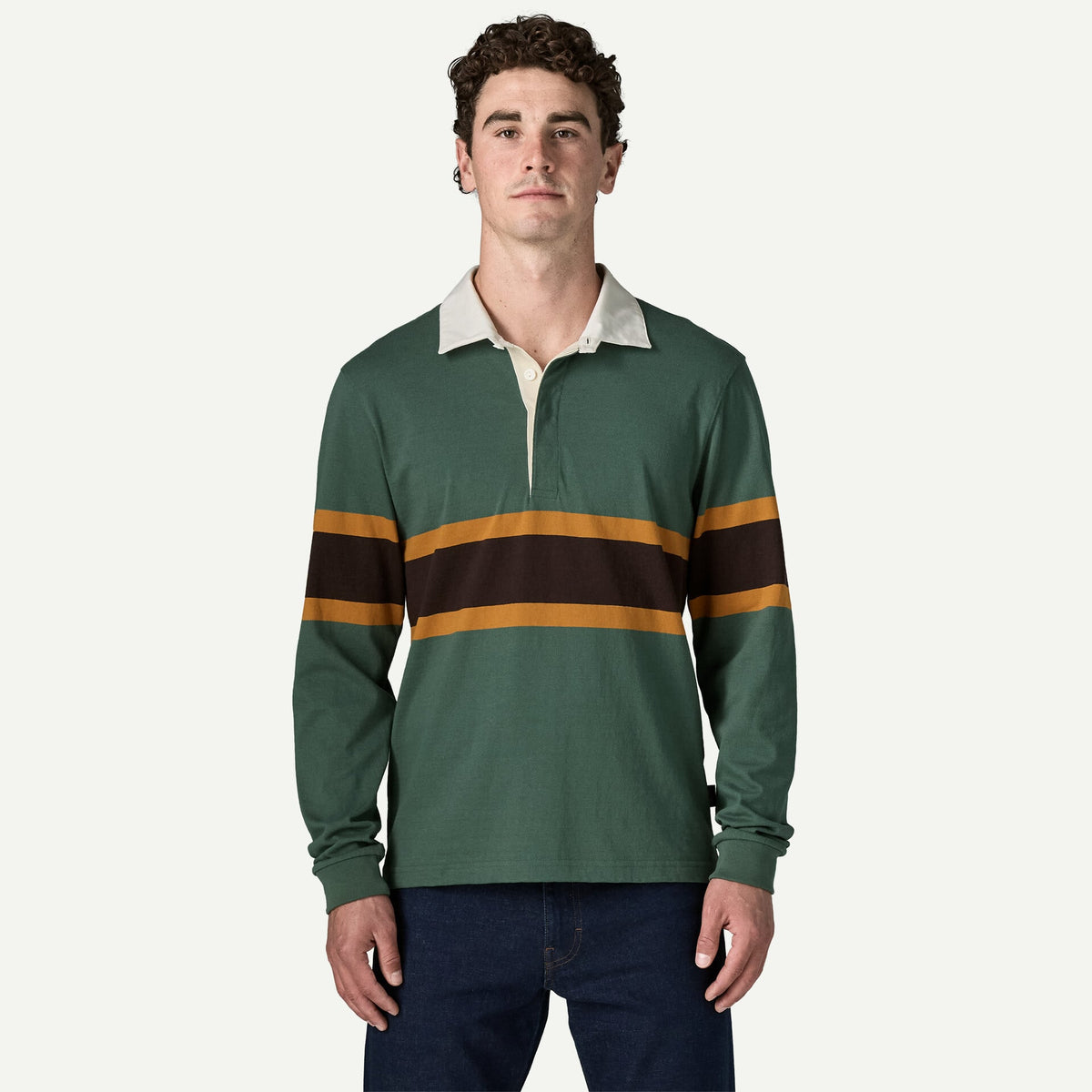 Polo Rugby Patagonia verde marrone giallo