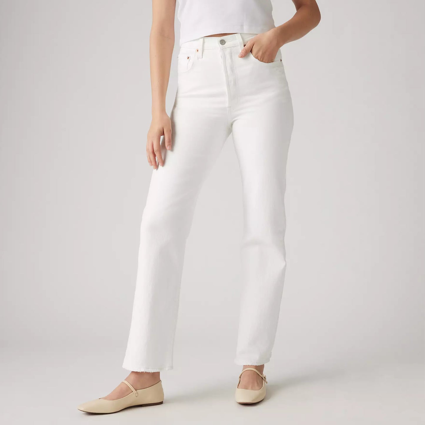 Jeans Ribcage ankle bianco