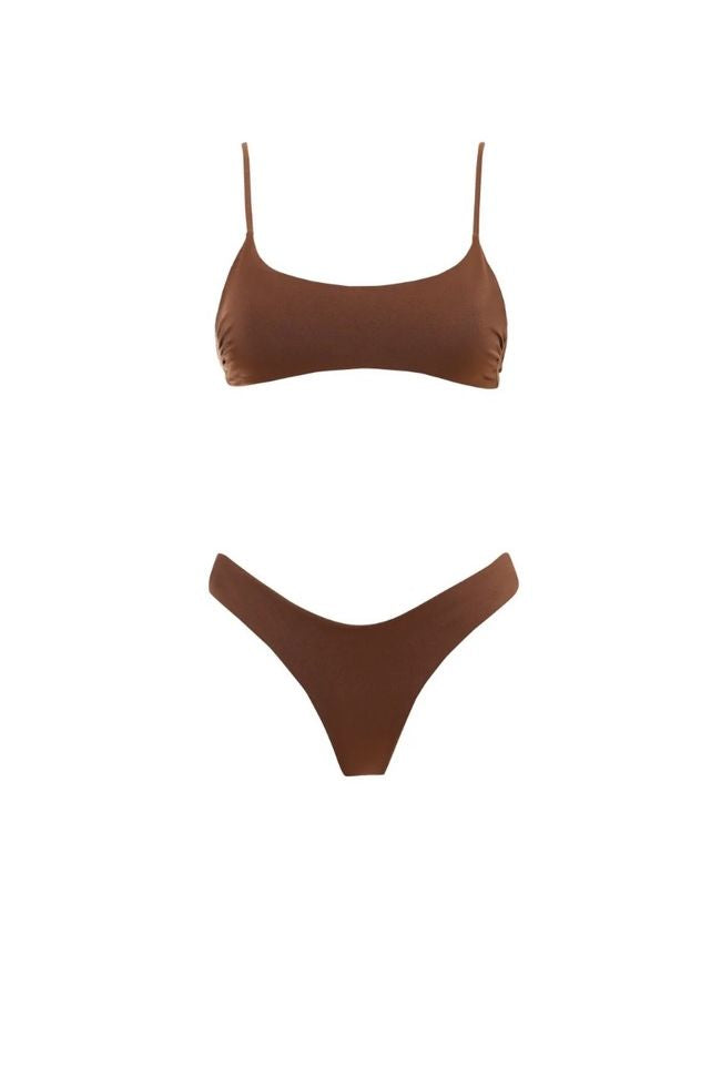 Bikini Kate lycra lucida marrone