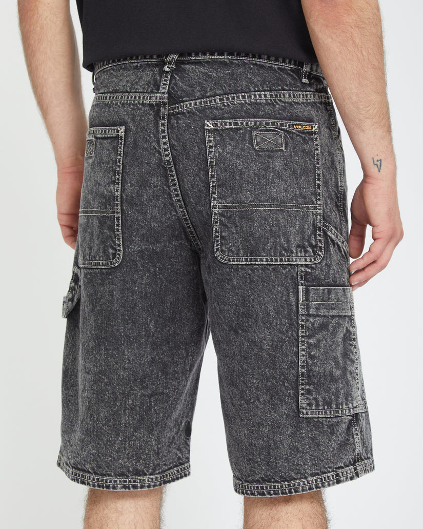 Pantaloncini Labored denim nero slavato