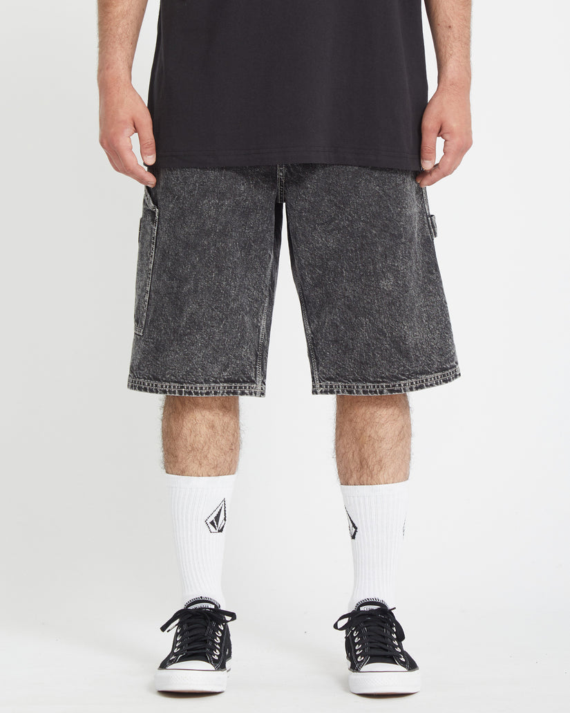 Pantaloncini Labored denim nero slavato