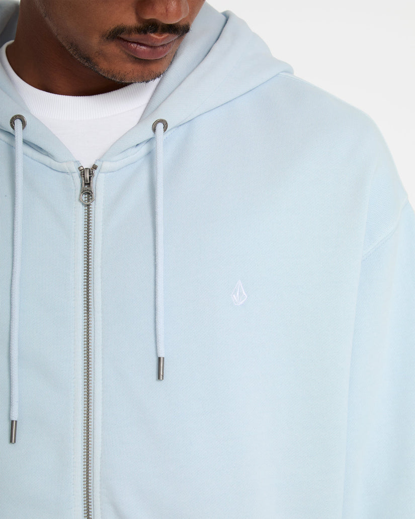 Felpa Single stone full zip con cappuccio celeste