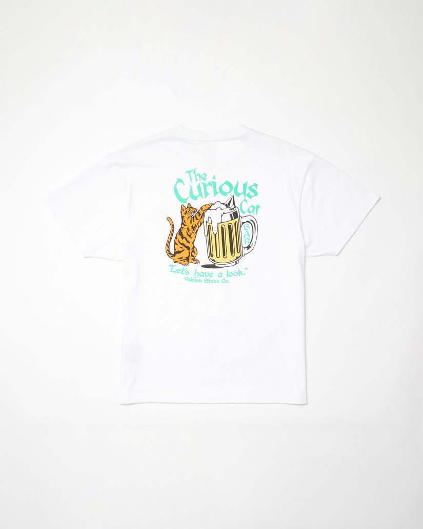 T-Shirt Curious cat bianco