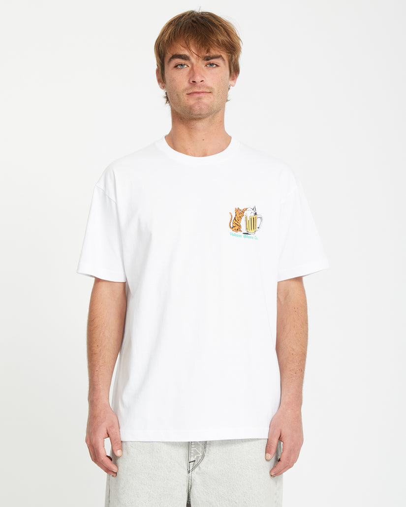 T-Shirt Curious cat bianco