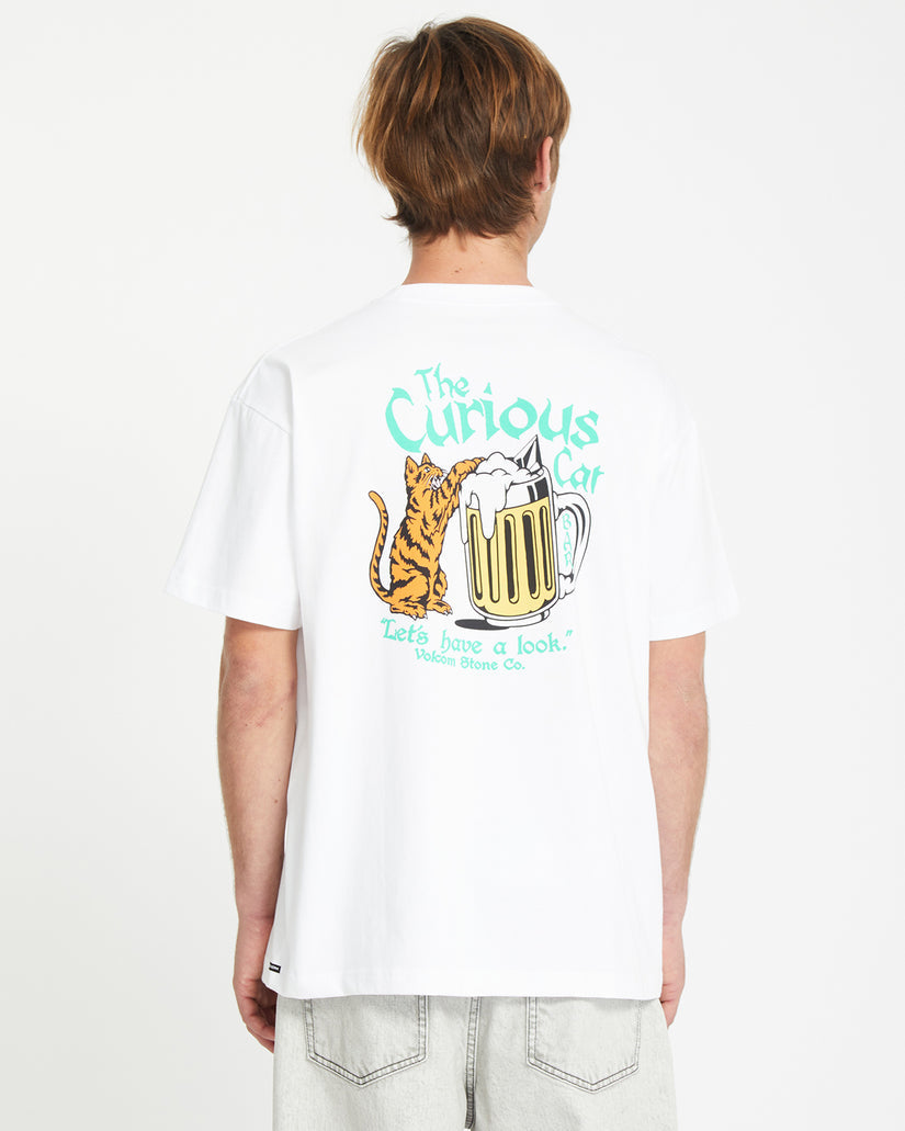 T-Shirt Curious cat bianco