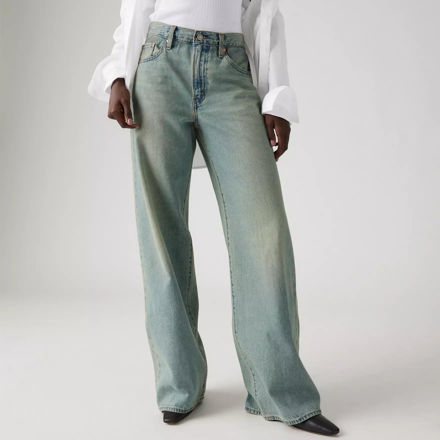 Jeans XL Straight con cinta denim slavato