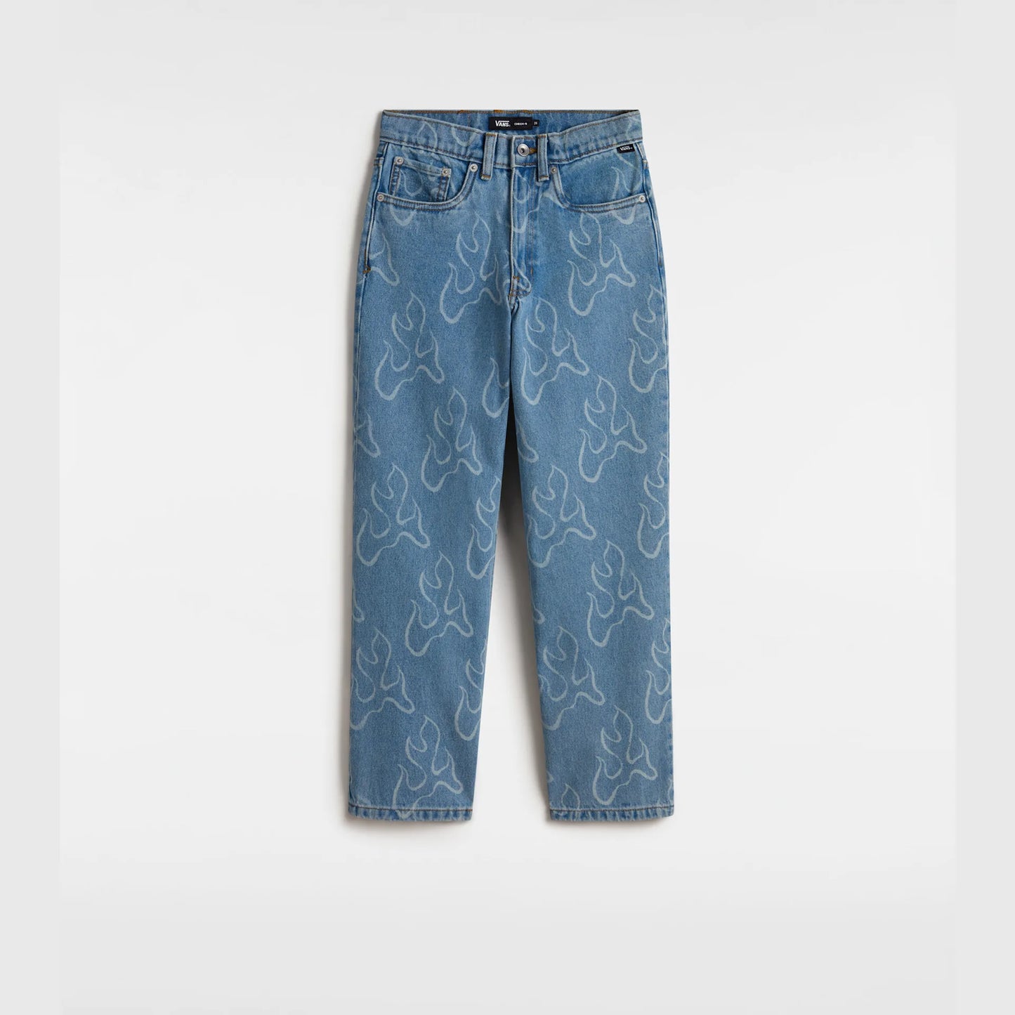 Pantalone Check 5 in denim chiaro con fiamme - 8/14 ANNI