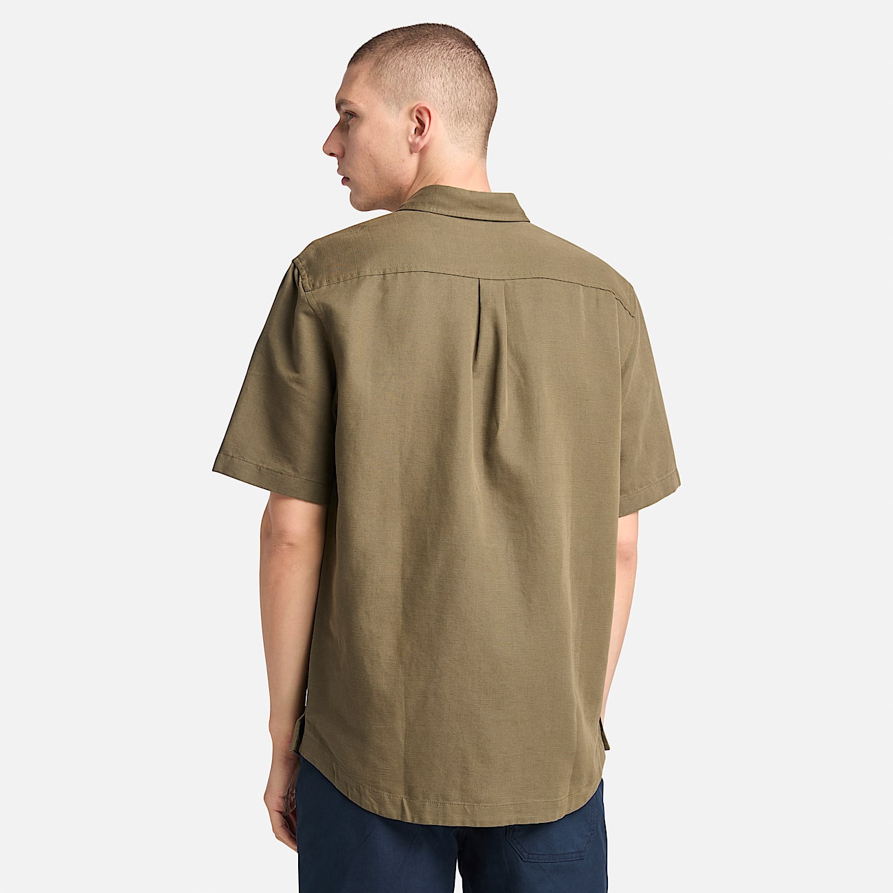 Camicia in cotone e lino verdone