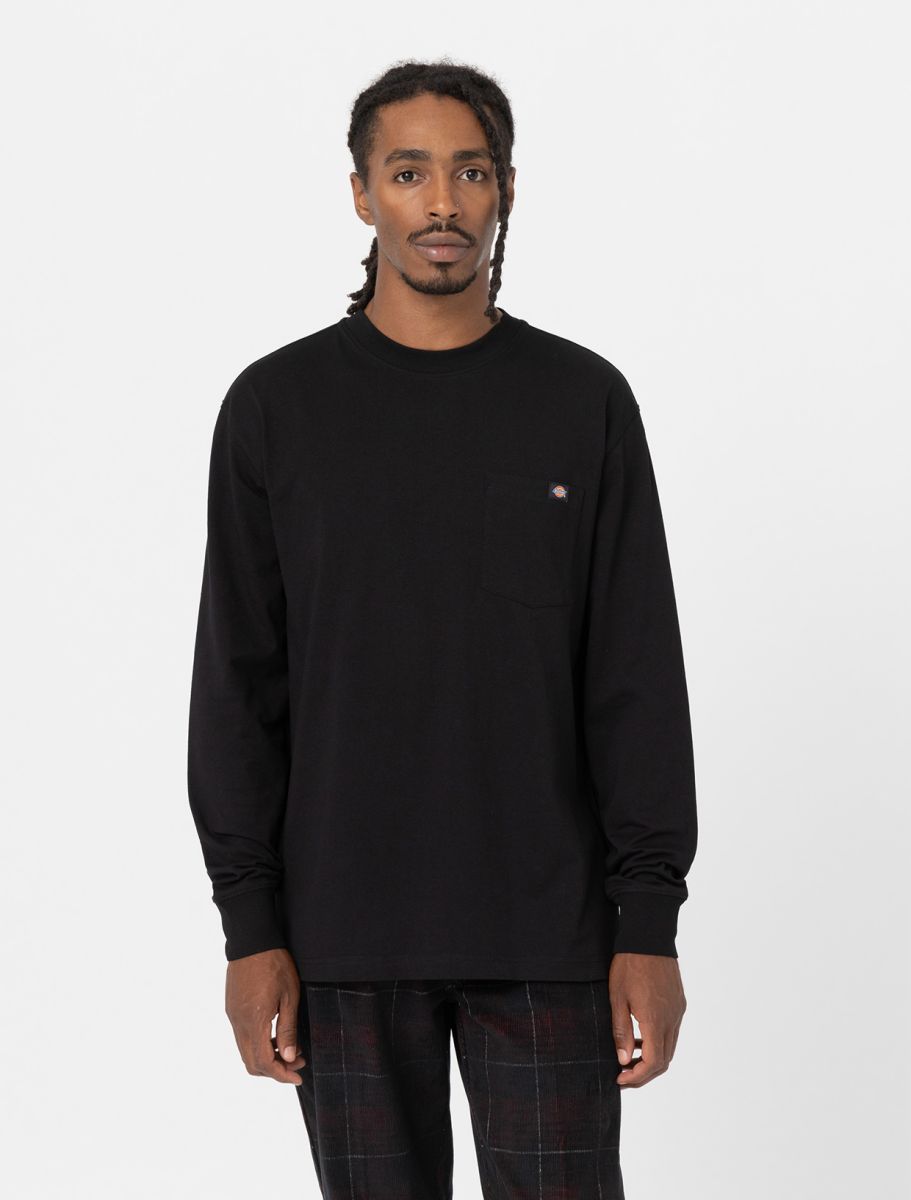 T-Shirt Luray con taschino a manica lunga nero