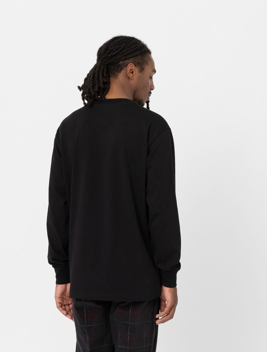 T-Shirt Luray con taschino a manica lunga nero