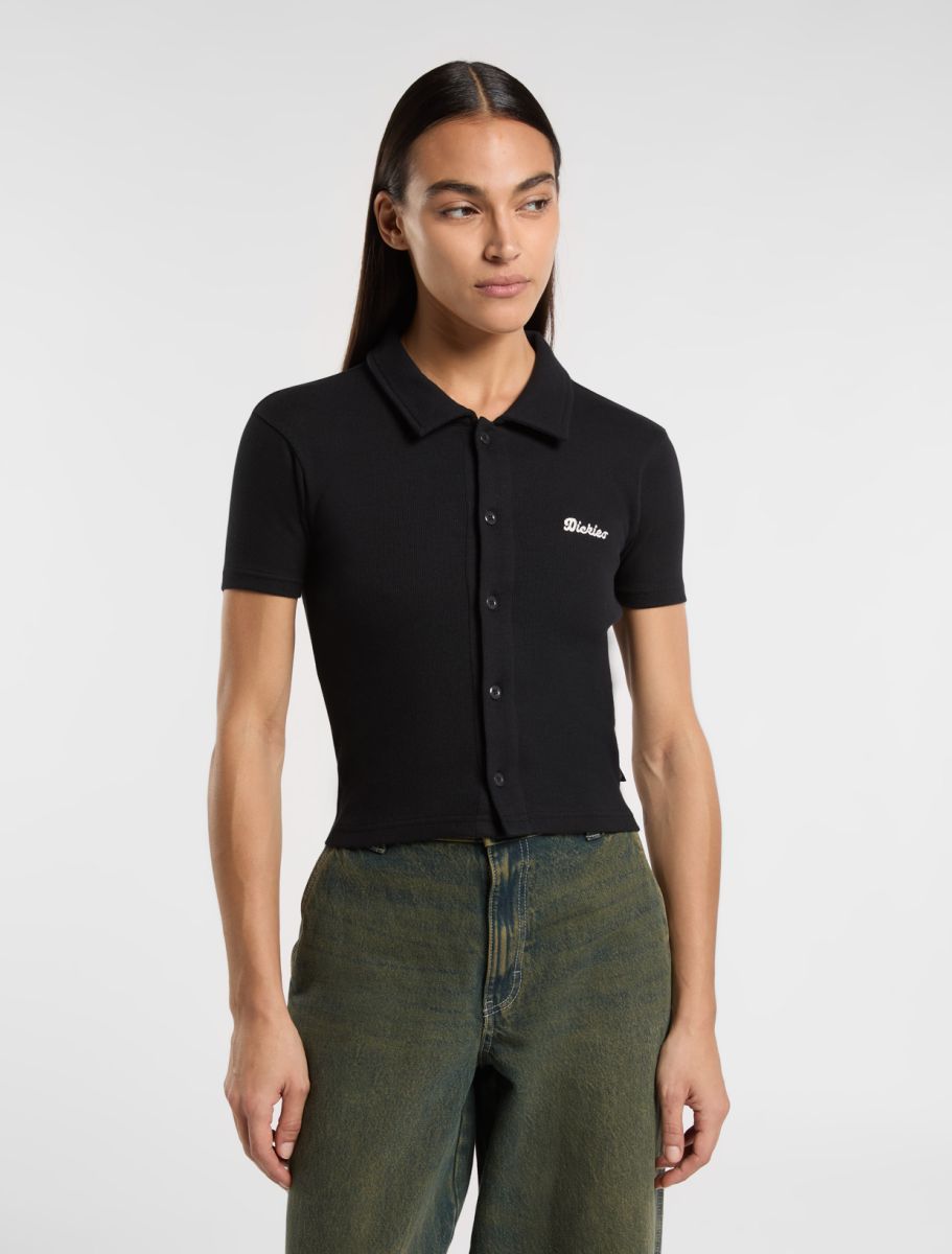 T-Shirt a polo Tallasse crop nero
