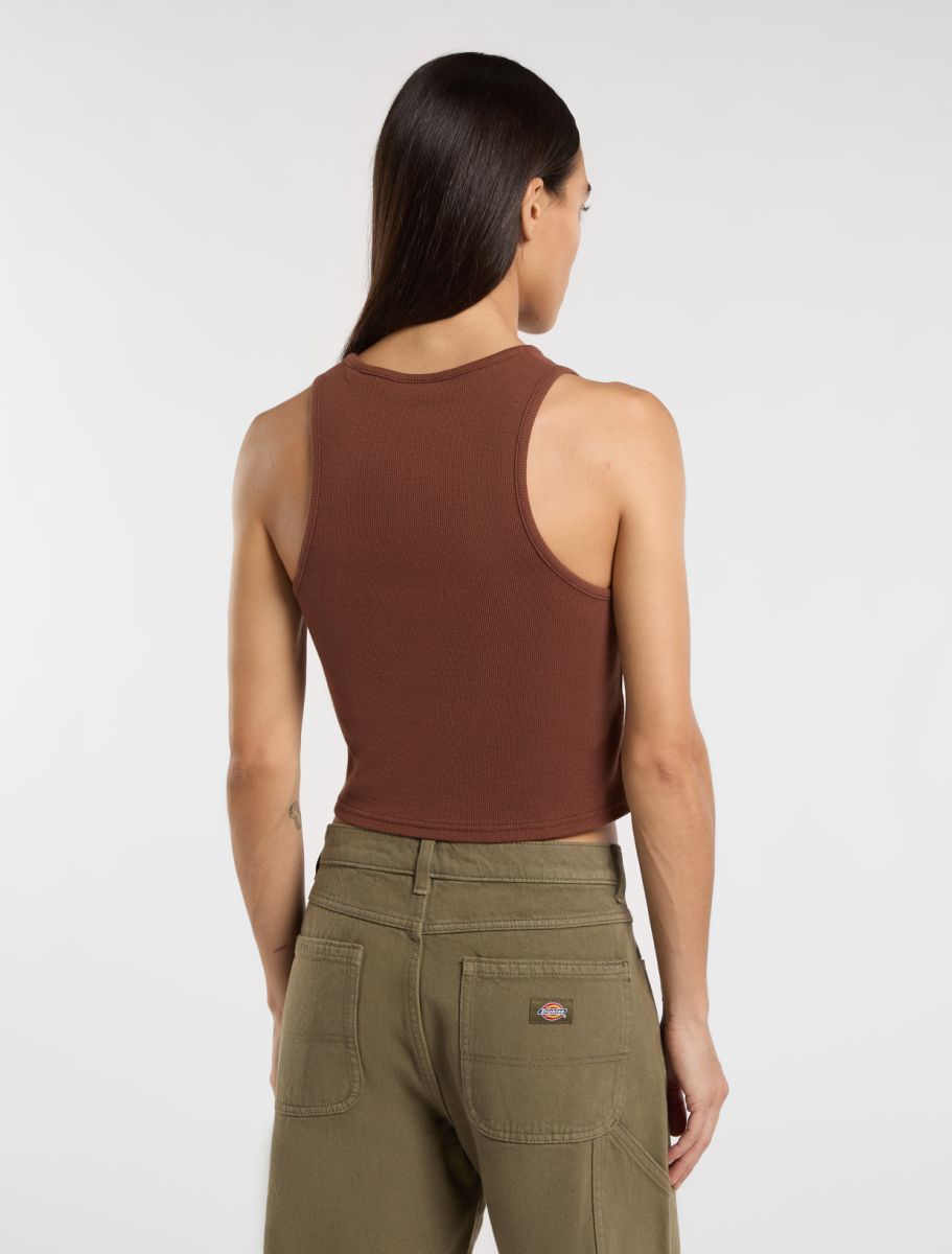 Canotta con scollo a V marrone