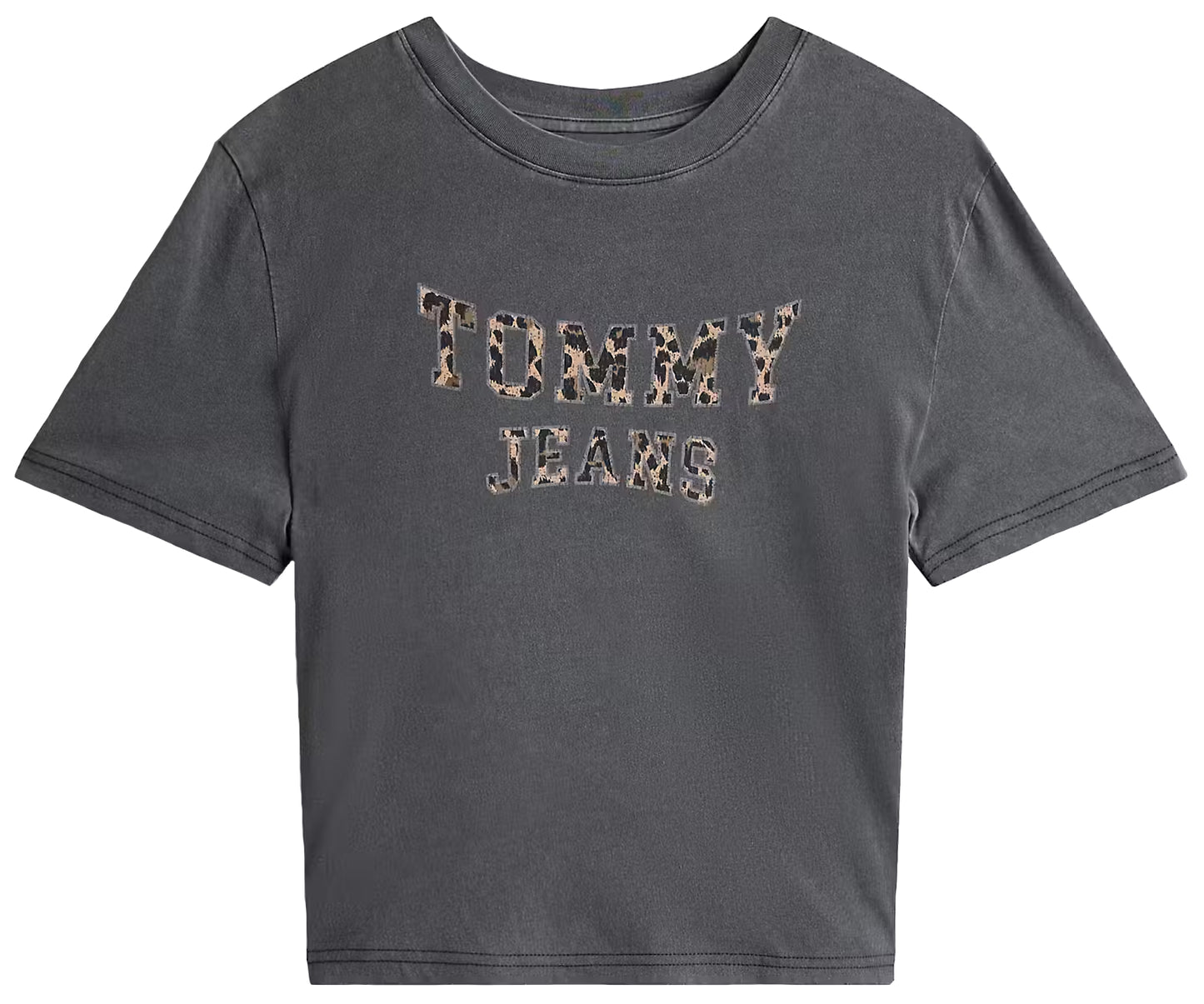 T-Shirt Leopard crop grigio