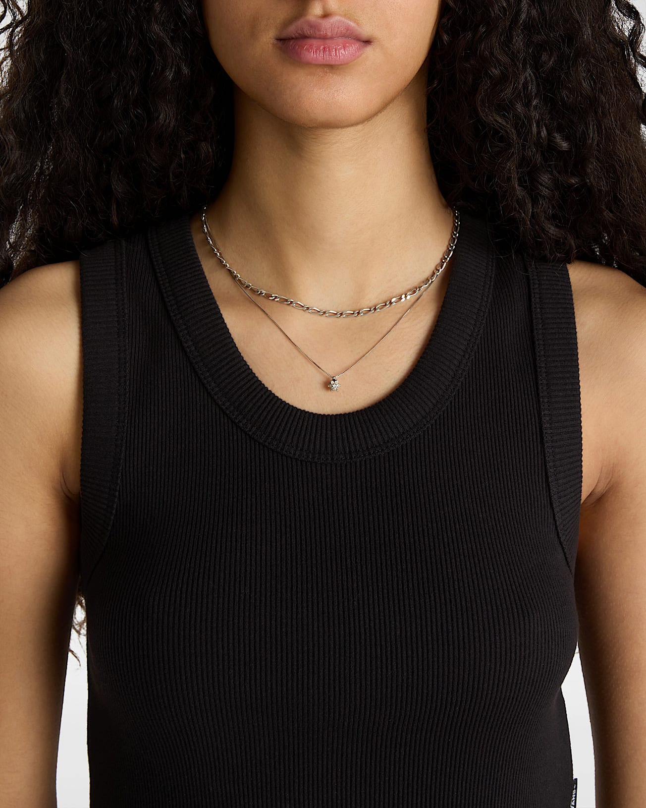 Canotta Drew a coste crop nero