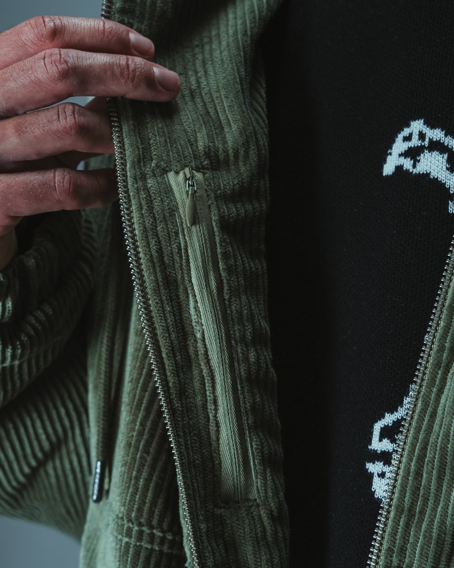 Giacca in corda con cappuccio verde