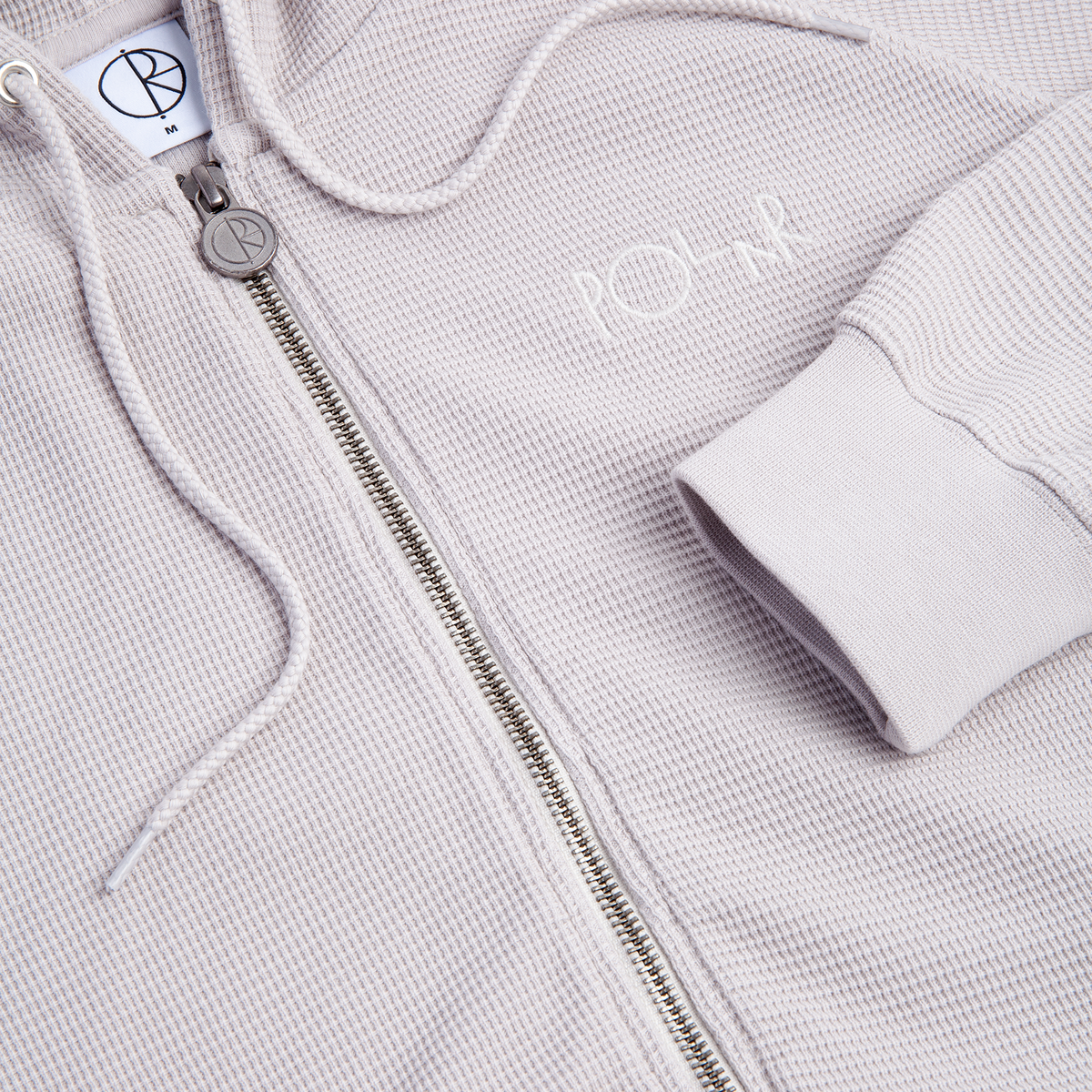 Felpa Waffle full zip con cappuccio grigio