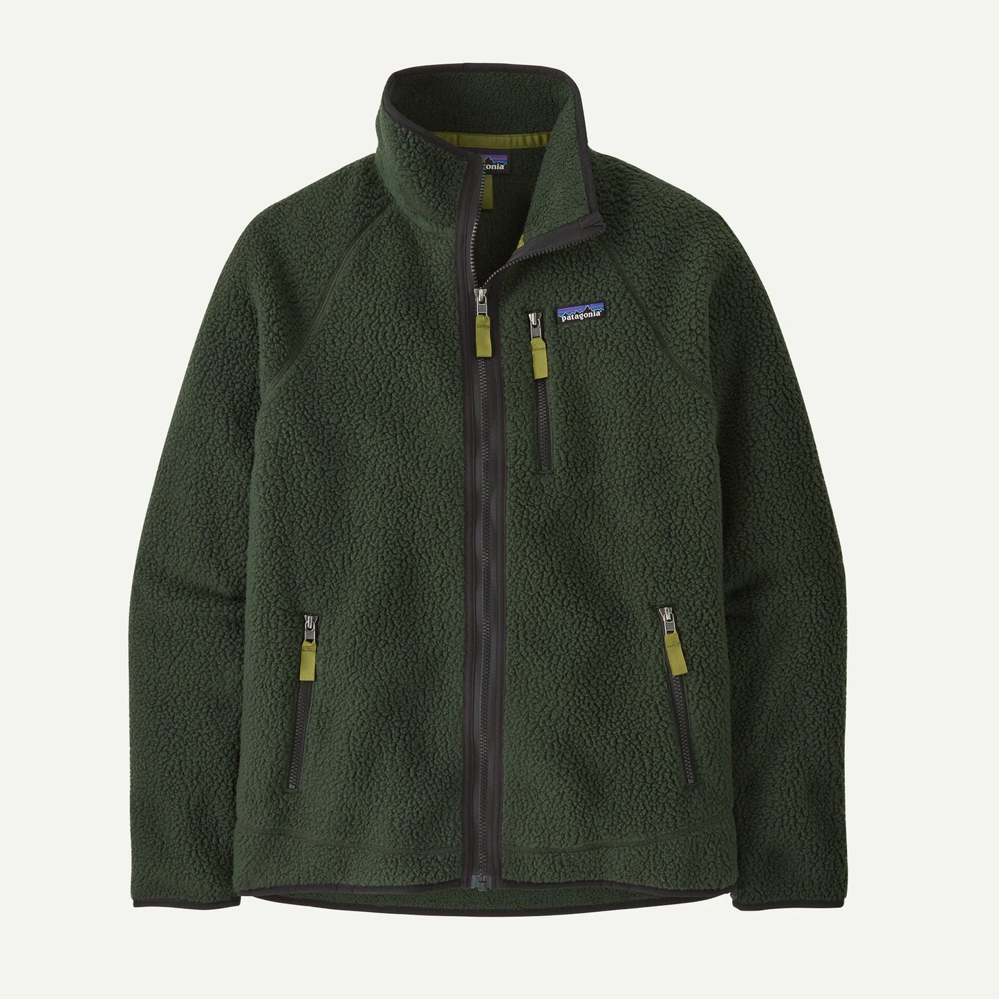 Giacca Retro in pile full zip verde