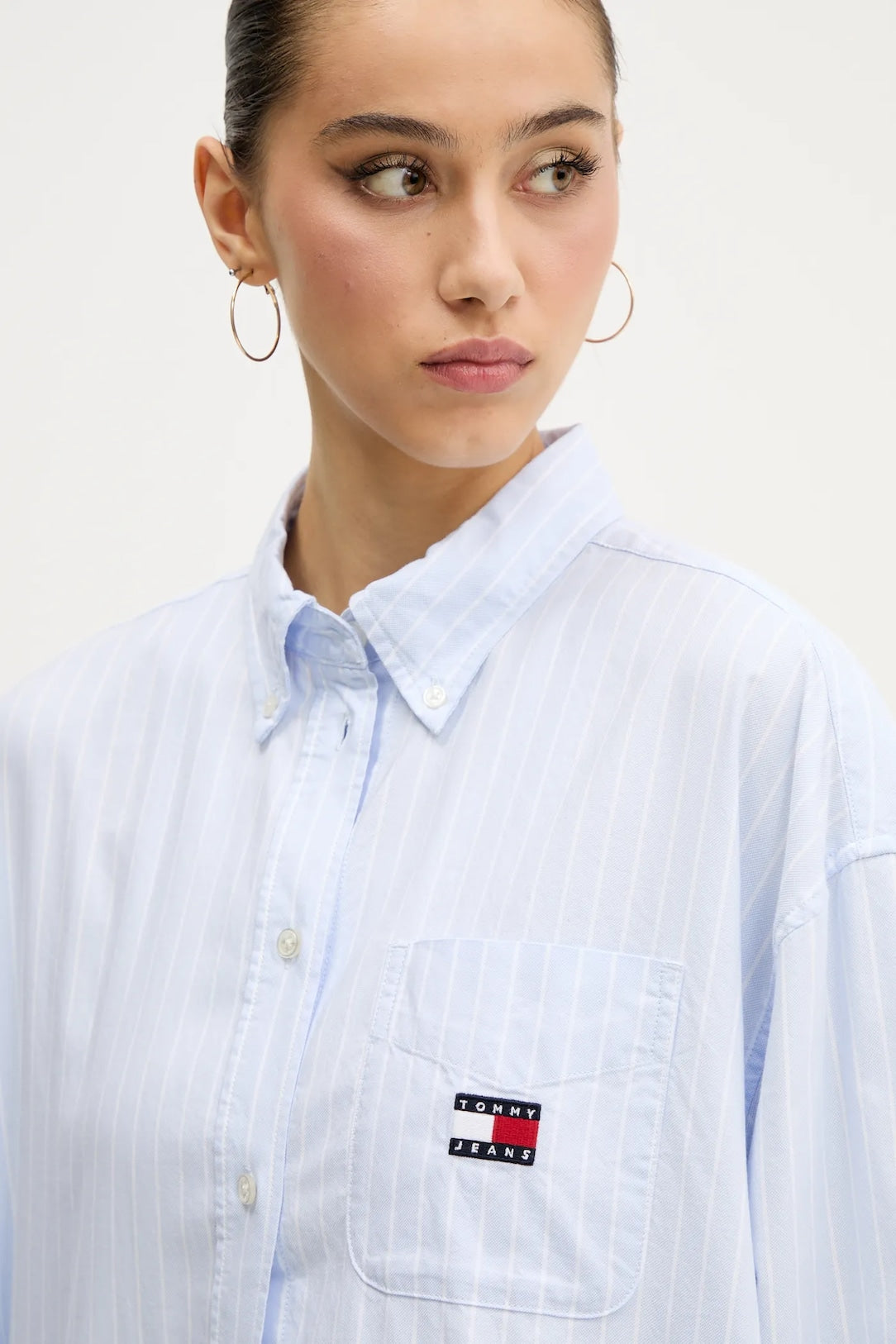 Camicia Okford a righe blu chiaro