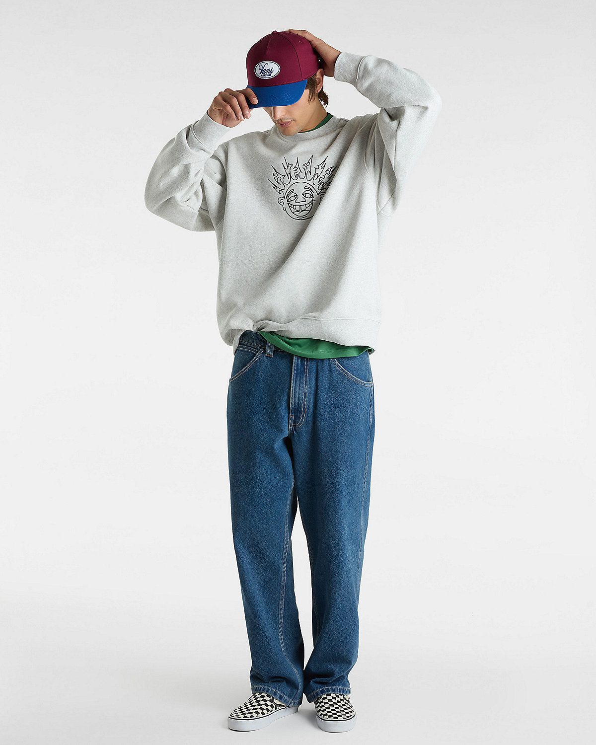 Felpa Skate smile girocollo grigio