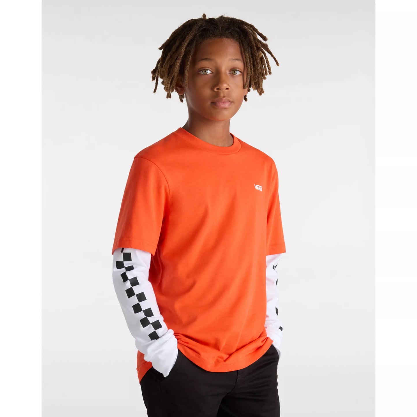 T-Shirt Vans a manica lunga a scacchi arancio - 8/16 ANNI