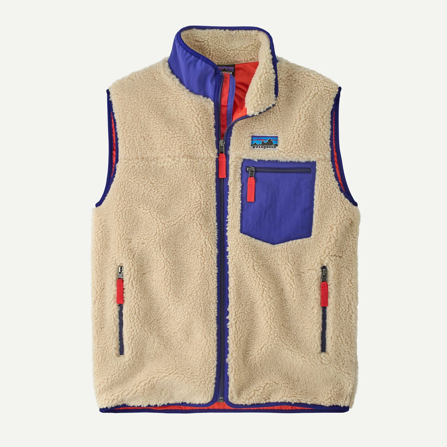 Gilet Classic retro in pile panna/blu