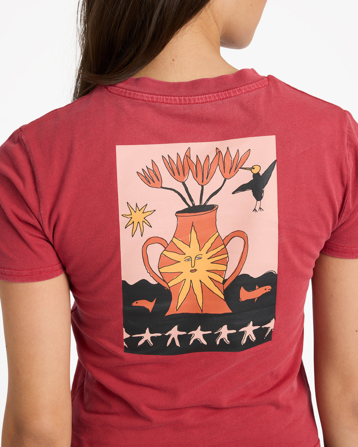 T-Shirt Moove on crop rosso