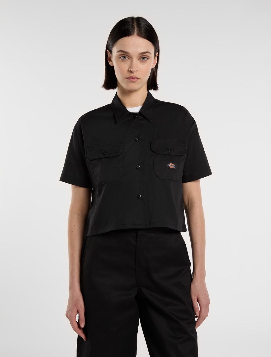 Camicia da lavoro crop nero
