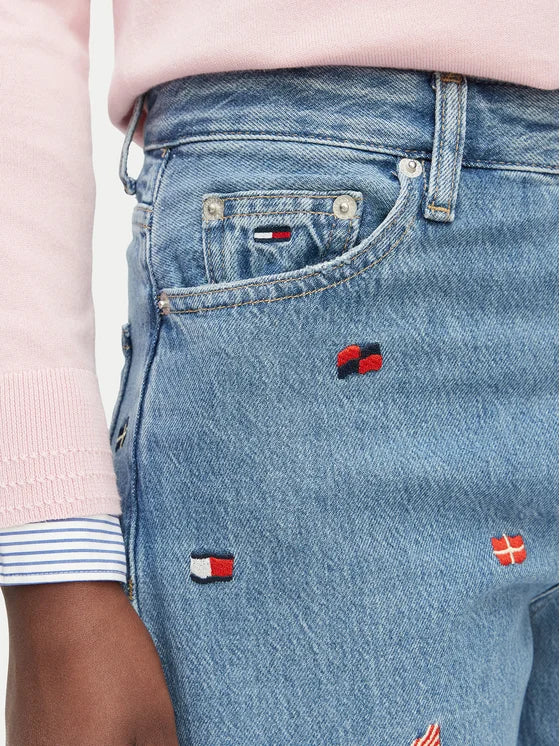Jeans Layra slim con bandierine