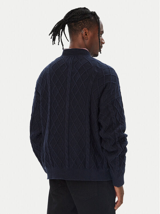 Maglioncino Tommy trecce scritta blu