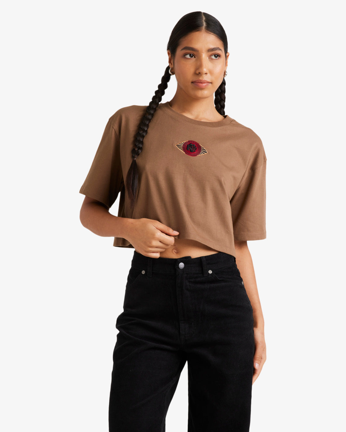 T-shirt Jupiter crop tabacco