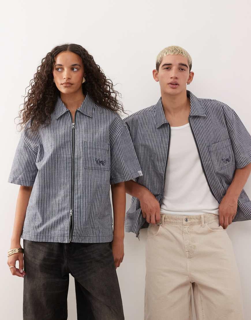 Camicia Raw instinct full zip a righe blu