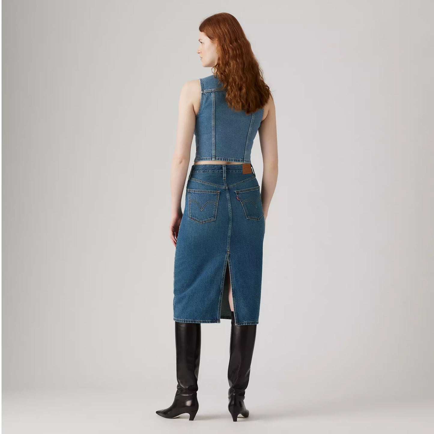 Gonna lunga Levi's con spacco in denim scuro