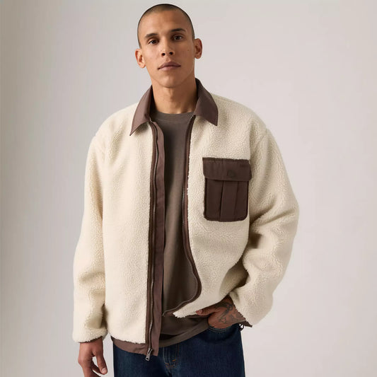 Giacca Joonie sherpa panna/marrone