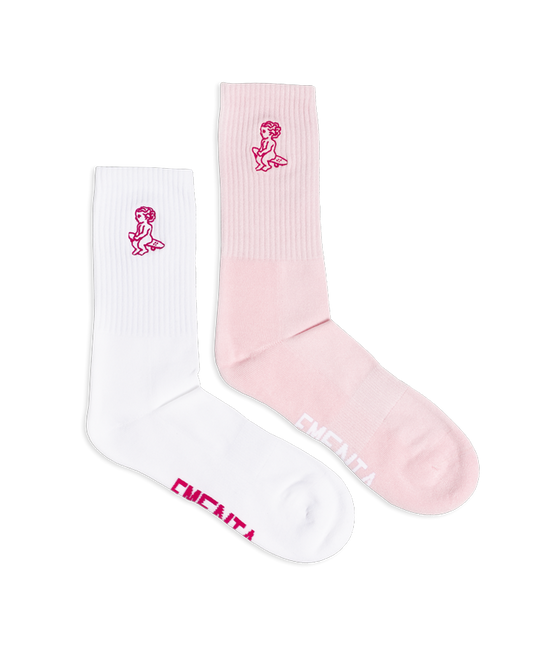Calze Ikon rosa/bianco - 2 paia