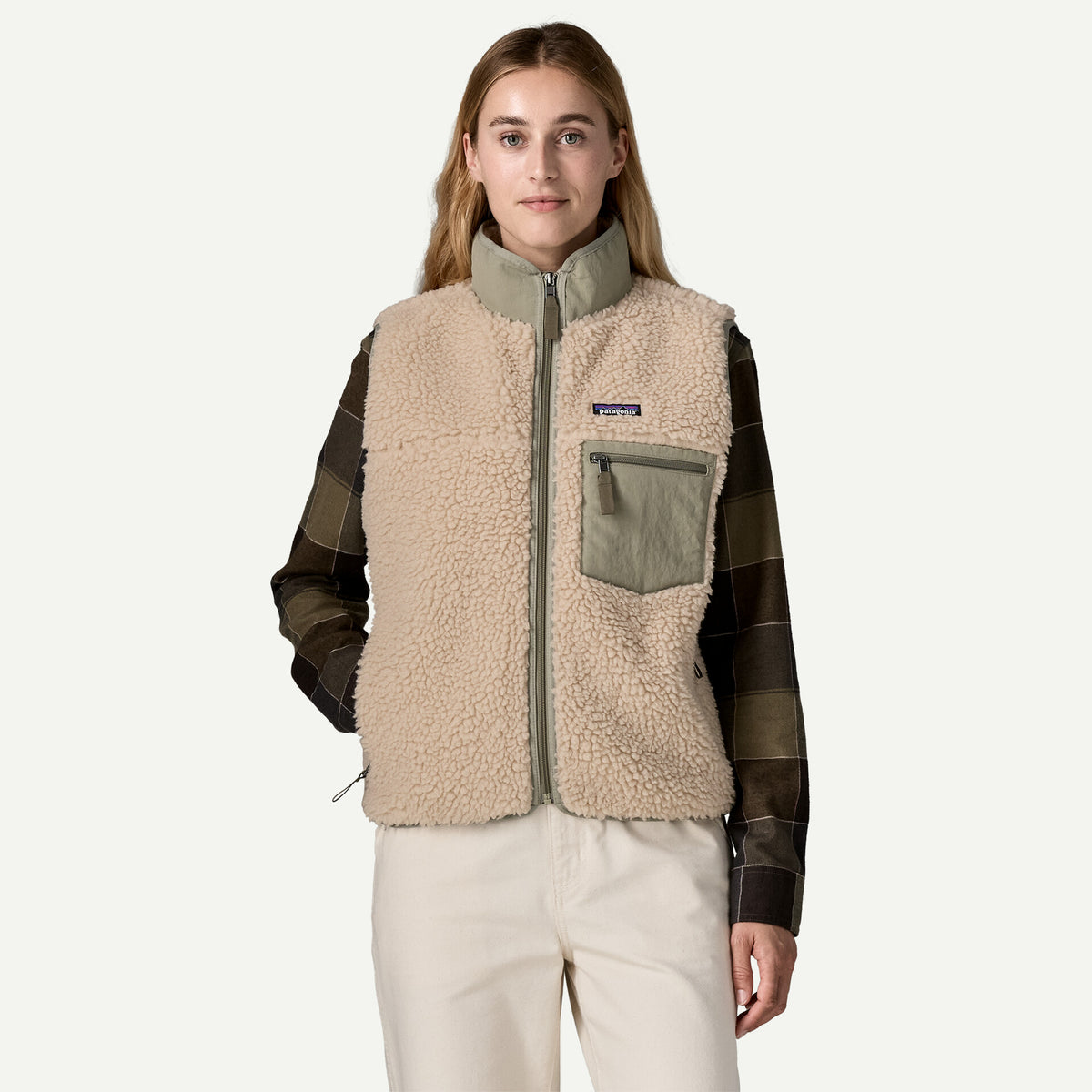 Gilet Retro panna e verde salvia