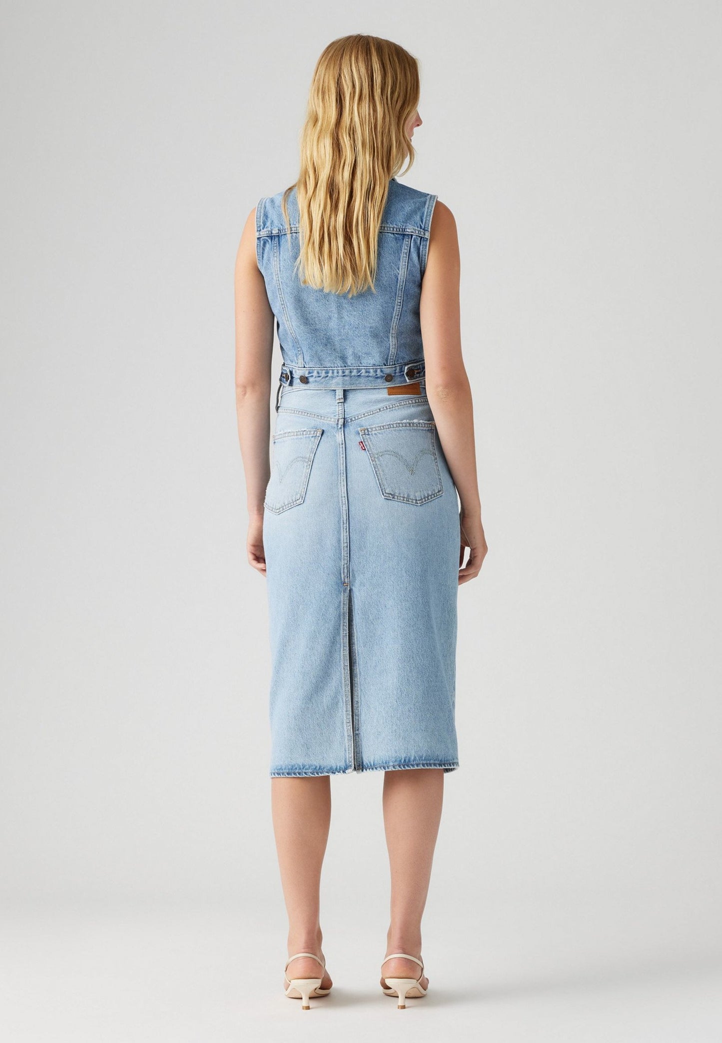 Gonna lunga Levi's con spacco in denim chiaro