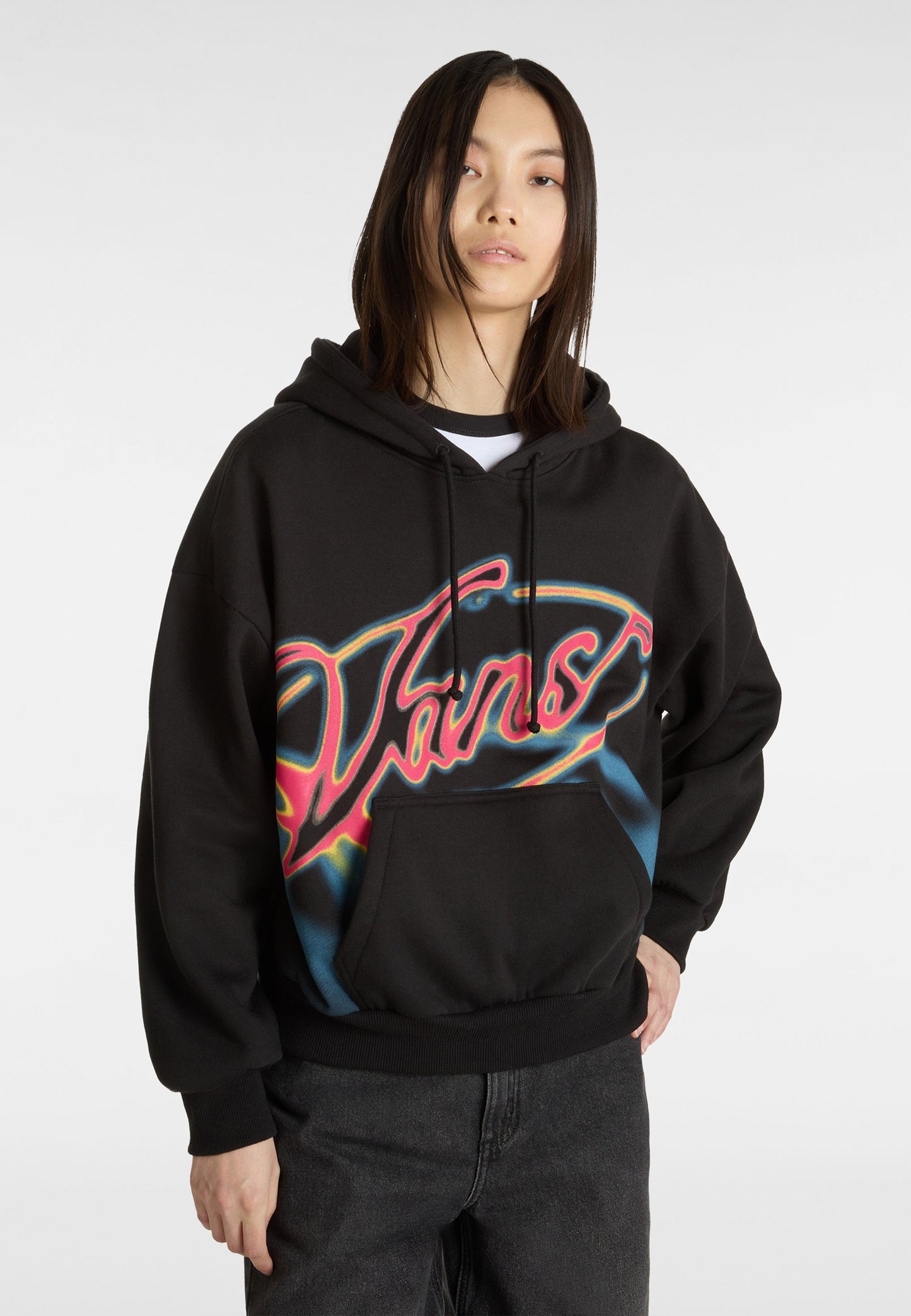 Felpa Outer ring retro con cappuccio nero