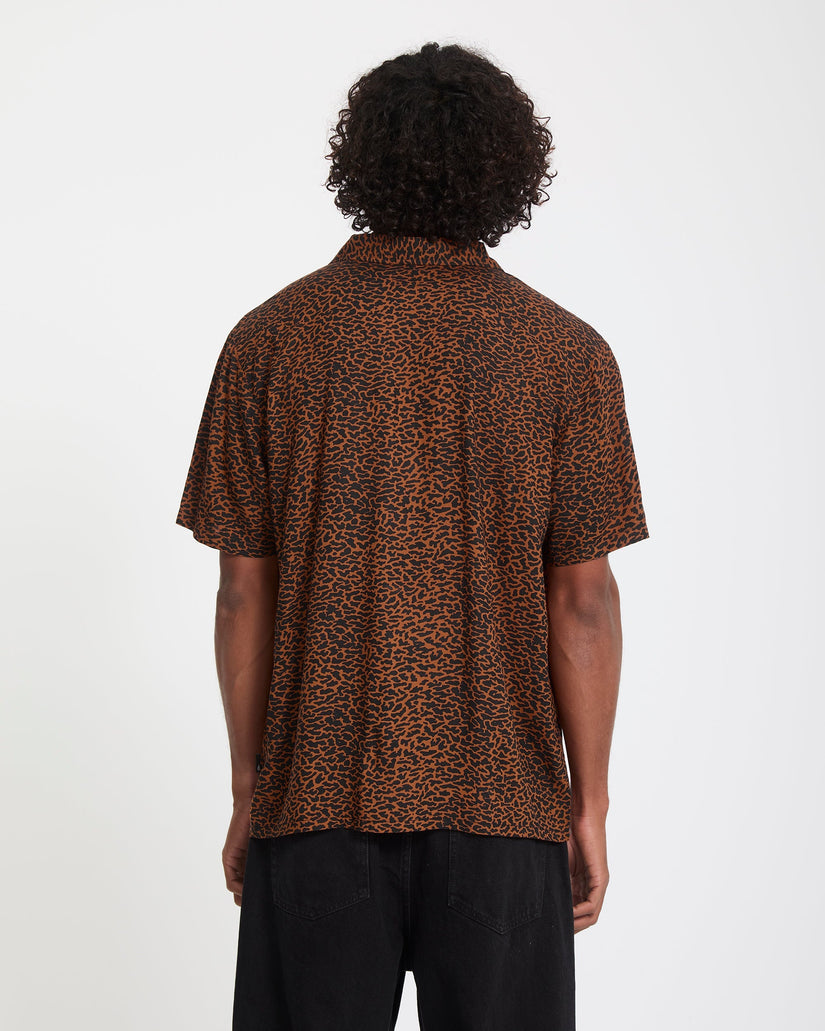 Camicia Utopias print fantasia nero/arancione