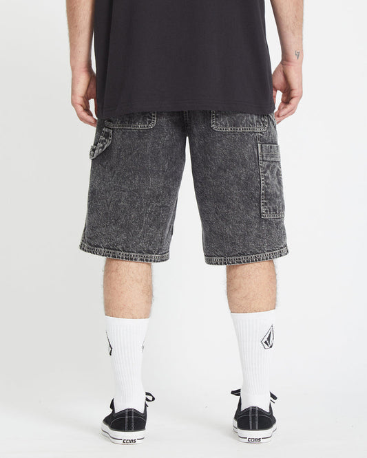 Pantaloncini Labored denim nero slavato