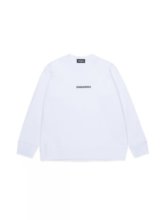 Felpa DSQUARED Slouch girocollo bianco - 8/16 ANNI