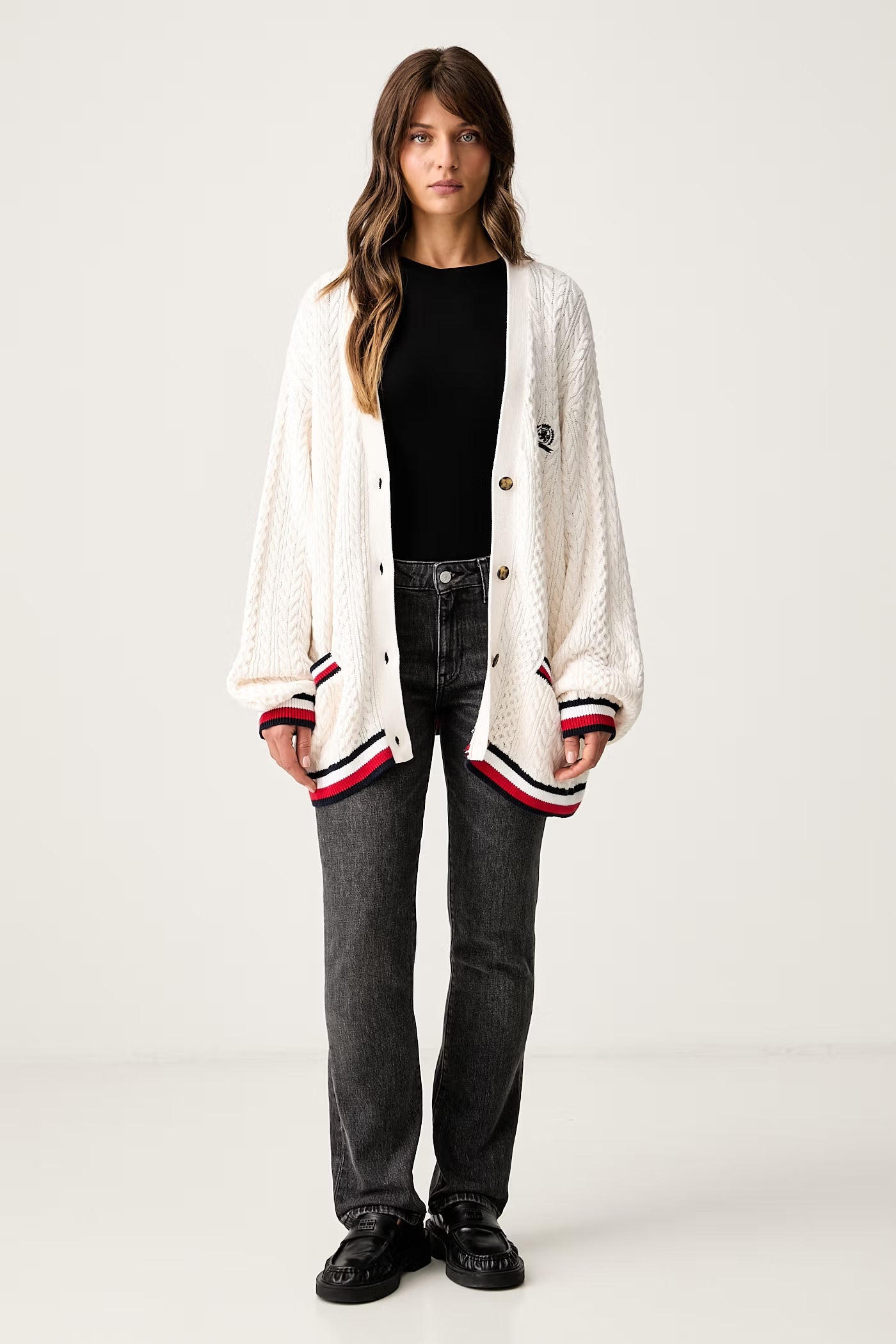 Cardigan Tommy Jeans in cotone con bottoni bianco