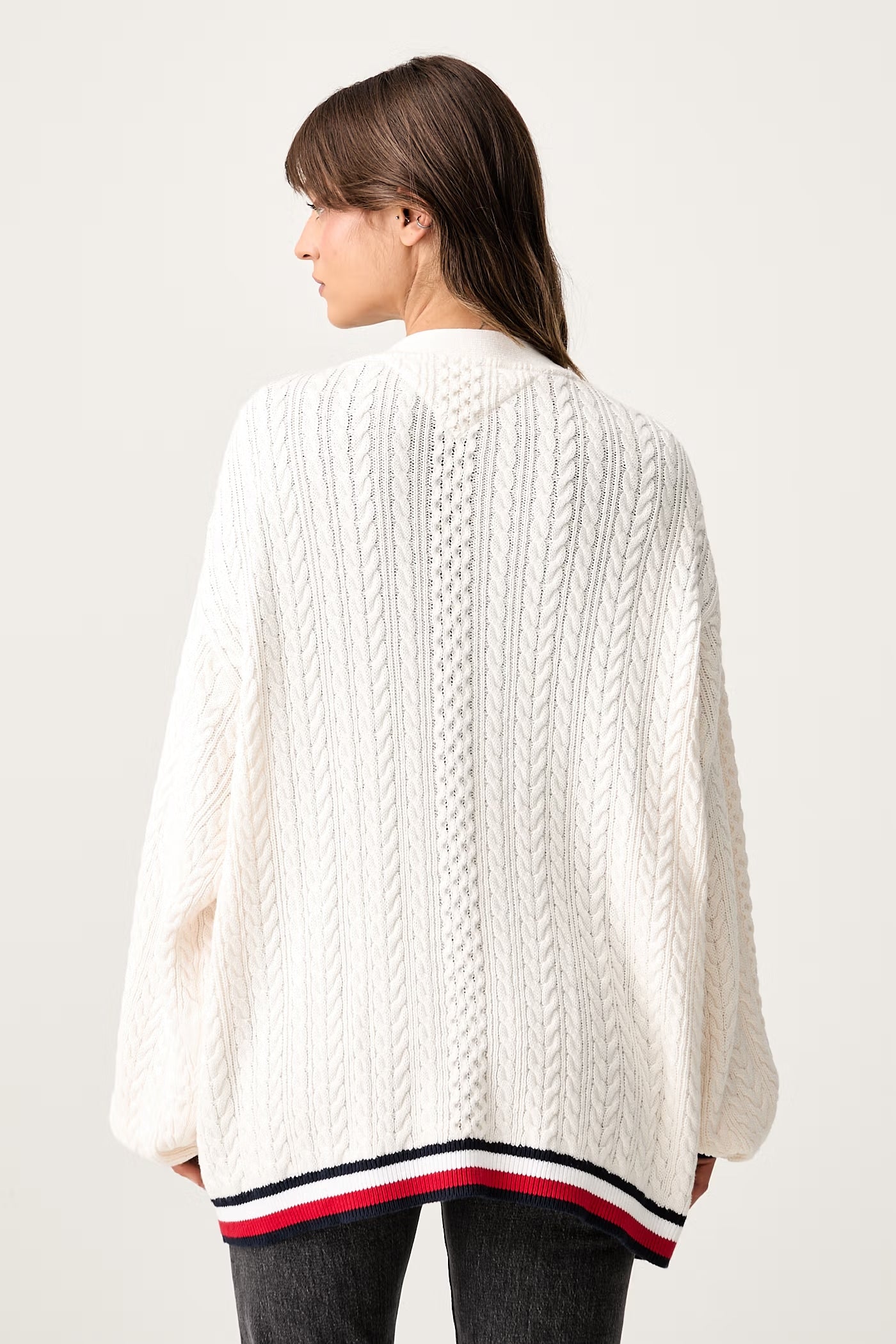 Cardigan Tommy Jeans in cotone con bottoni bianco