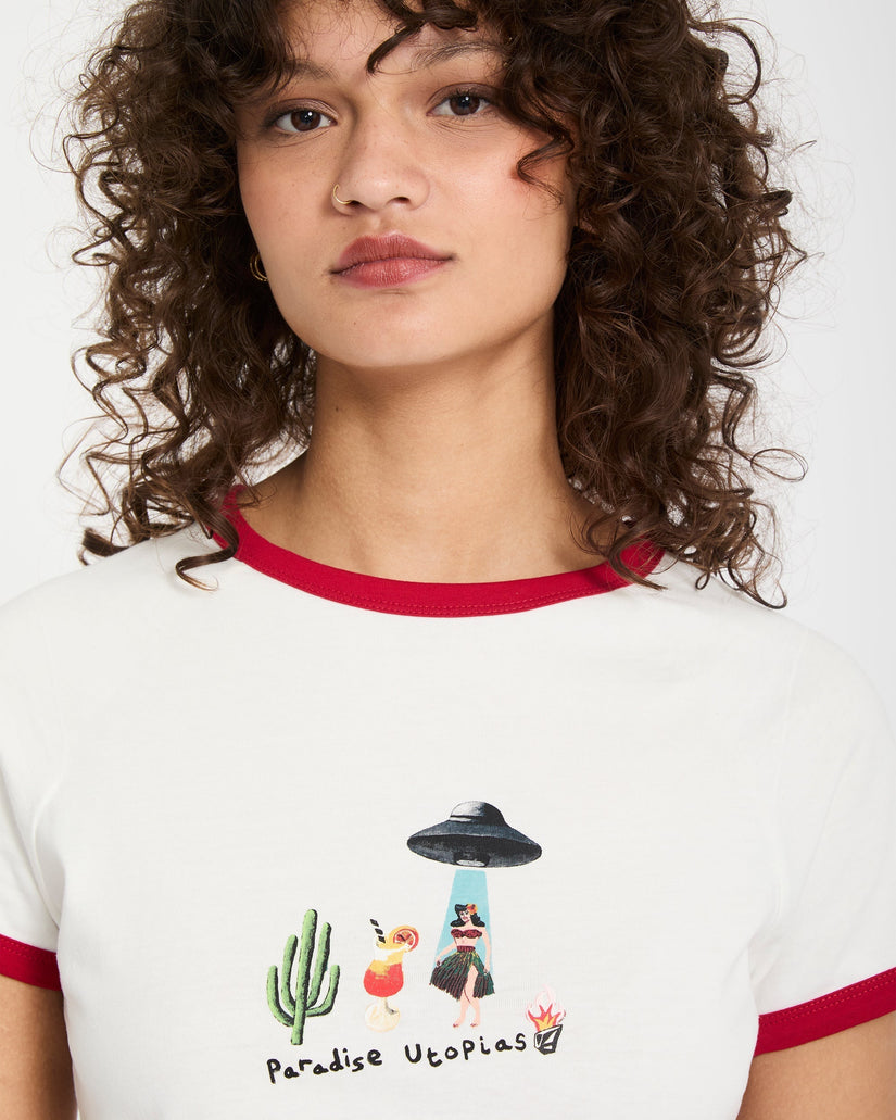 T-Shirt Mickey mason crop panna