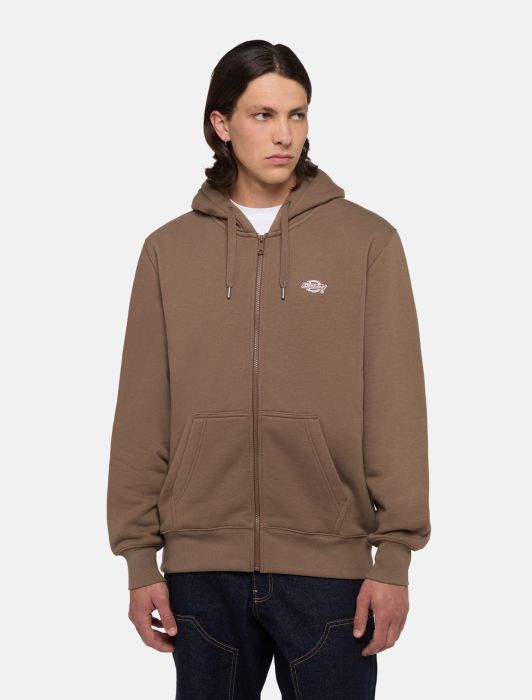 Felpa Summerdale full zip con cappuccio tabacco