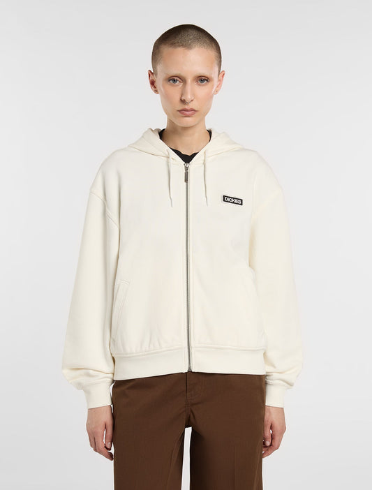 Felpa Deshler con cappuccio full zip bianco