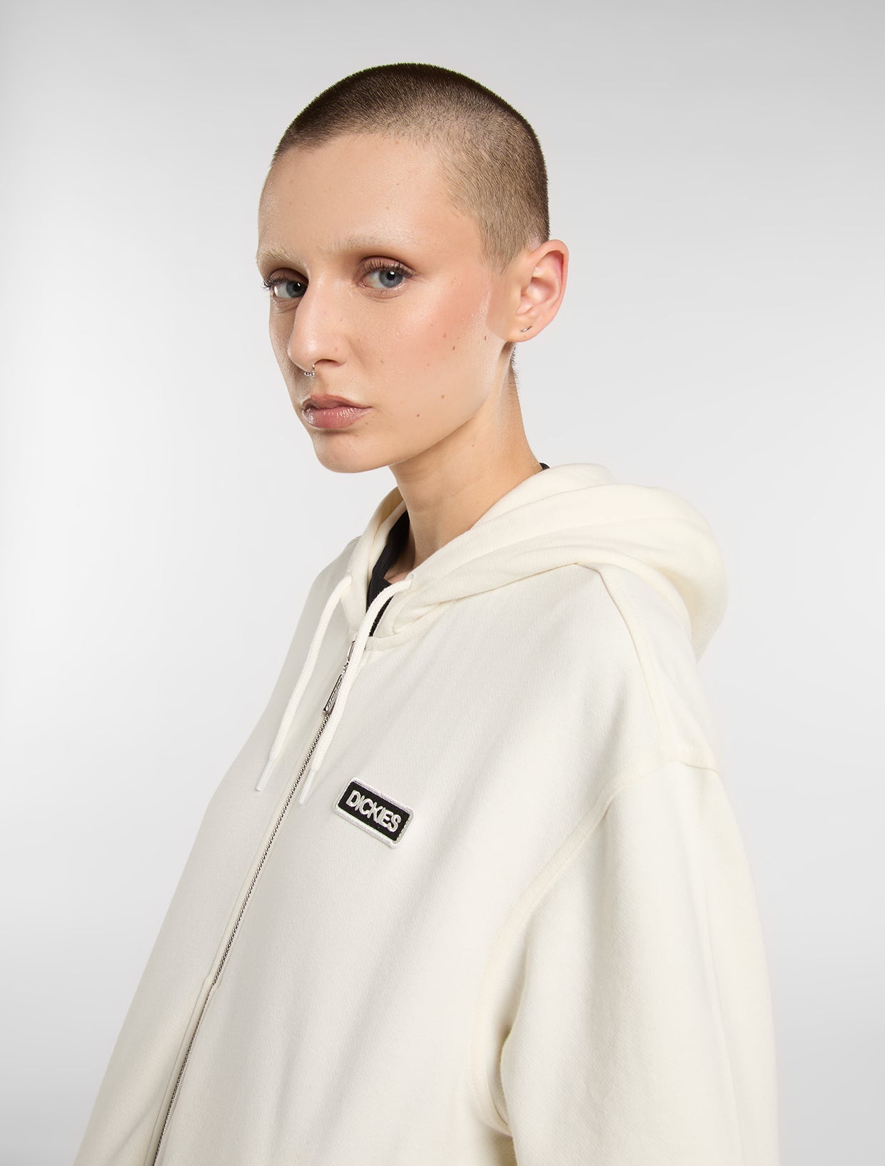 Felpa Deshler con cappuccio full zip bianco