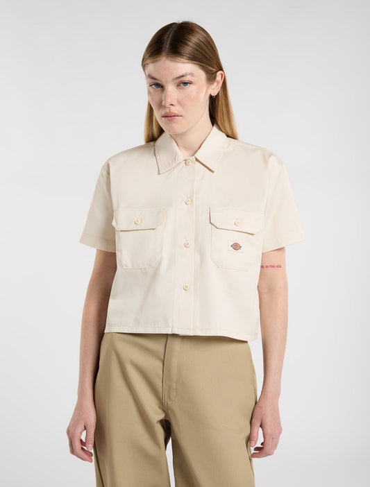 Camicia da lavoro crop crema