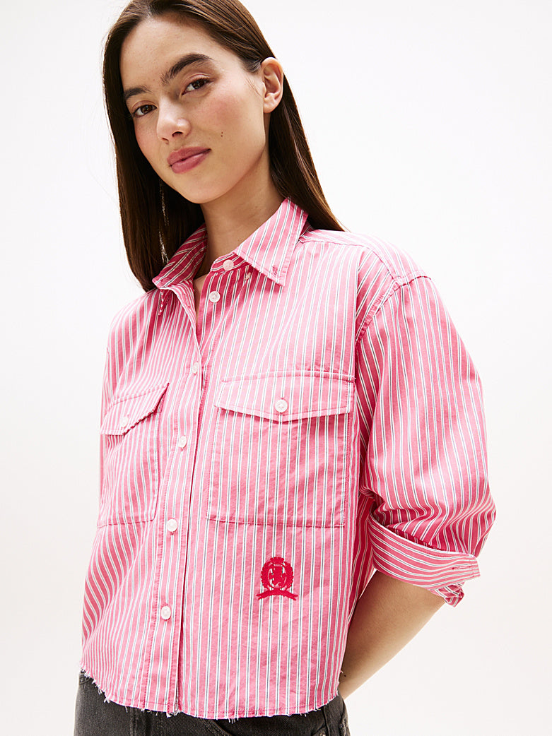 Camicia Tommy Jeans crop a righe